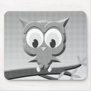 Tapis De Souris Chouette À Papier En Noir Et Blanc