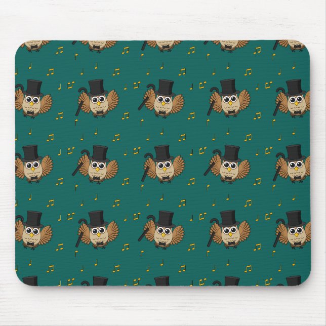 Tapis De Souris Chouette dansante mignonne avec notes musicales De (Devant)