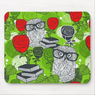 Tapis De Souris Chouette en roses rouges