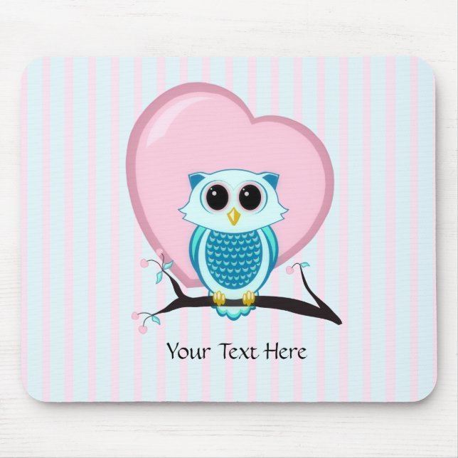 Tapis De Souris Chouette et Modèle de coeur Mousepad (Devant)