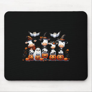 Tapis De Souris Chouette fantôme Vaches Halloween Animaux Vache Lo