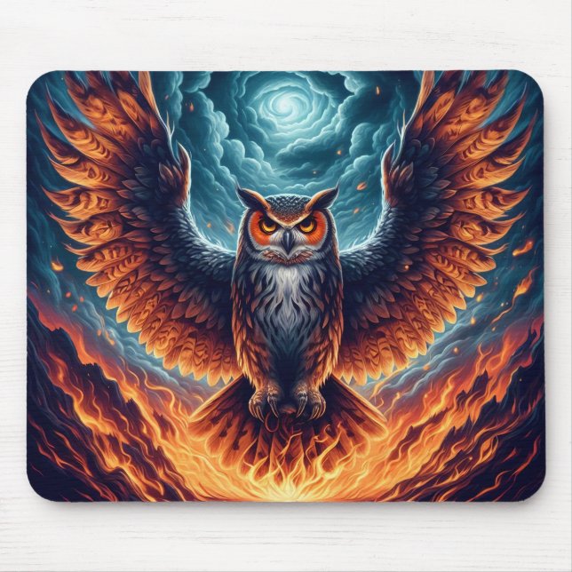 Tapis De Souris Chouette flamboyante Phoenix Ascension (Devant)