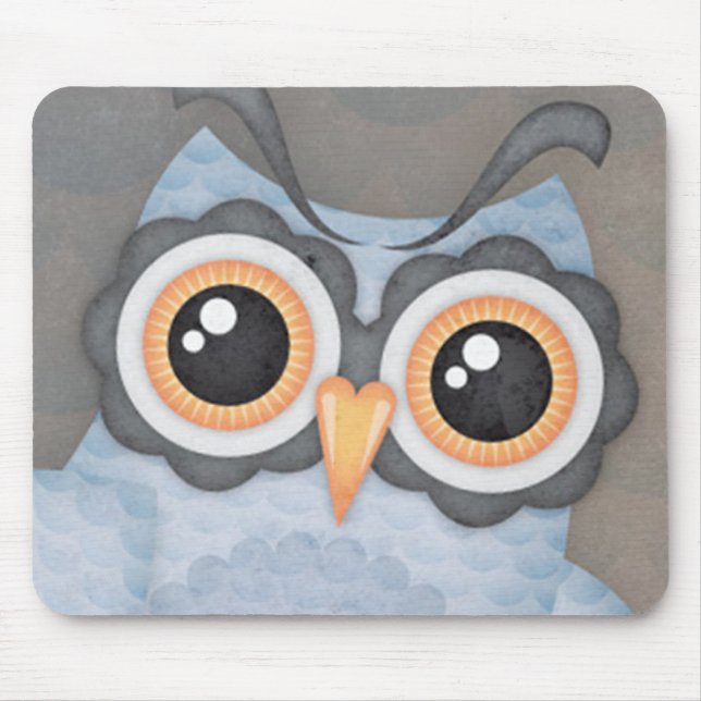 Tapis De Souris Chouette gris bleu - mousepad (Devant)