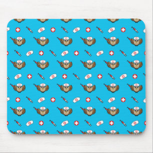 Tapis De Souris Chouette infirmière mignonne avec une seringue de