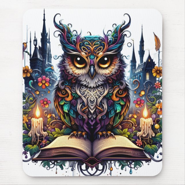 Tapis De Souris Chouette livresque magique (Devant)