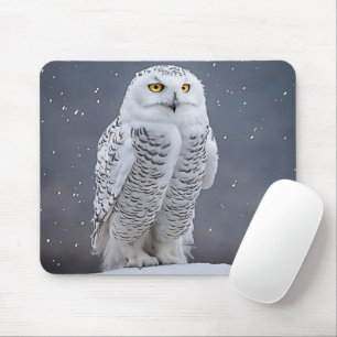 Tapis De Souris Chouette Neige Sur Neige