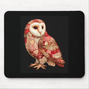 Tapis De Souris Chouette patchwork fantaisiste avec motif de coeur