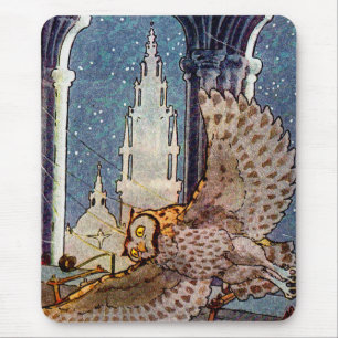 Tapis De Souris chouette rêveuse volant la nuit