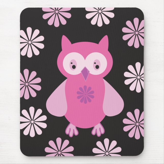 Tapis De Souris chouette rose mignonne (Devant)