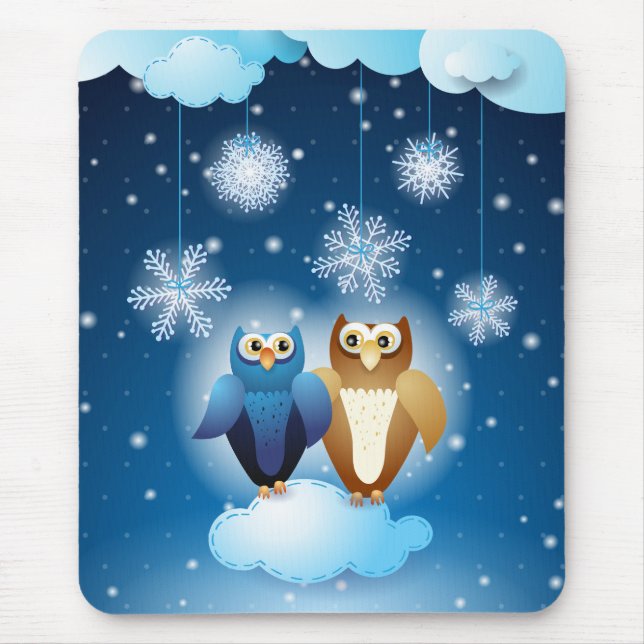 Tapis De Souris Chouettes amoureuses, mousepad (Devant)