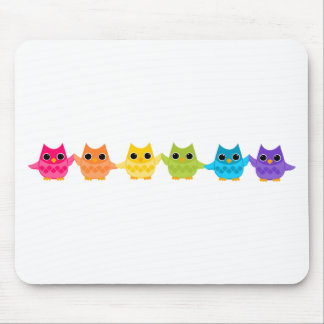 Tapis De Souris Chouettes arc-en-ciel