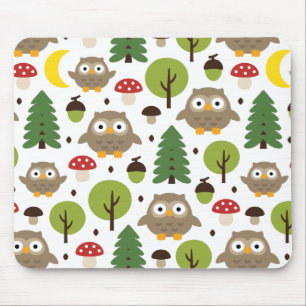 Tapis De Souris Chouettes Dans La Forêt