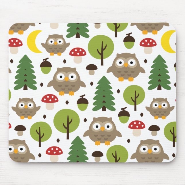 Tapis De Souris Chouettes Dans La Forêt (Devant)