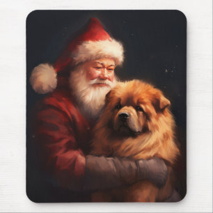 Tapis De Souris Chow Chow avec Noël Festif du Père Noël