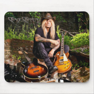 Tapis De Souris Chris Caffery assis avec la souris des guitares