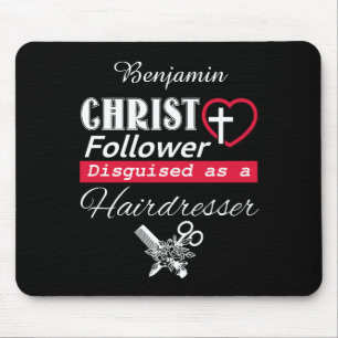 Tapis De Souris Christ Follower déguisé en coiffeur chrétien