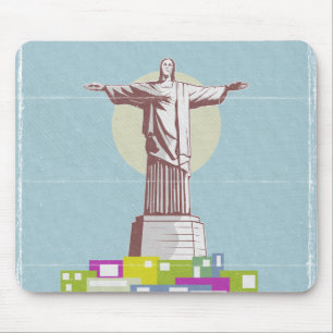 Tapis De Souris Christ le Rédempteur affiche de voyage Favela