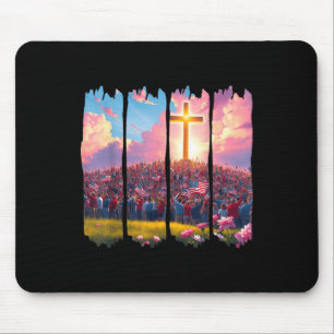 Tapis De Souris Christian 4 juillet Patriotique Religieux Jésus Cr