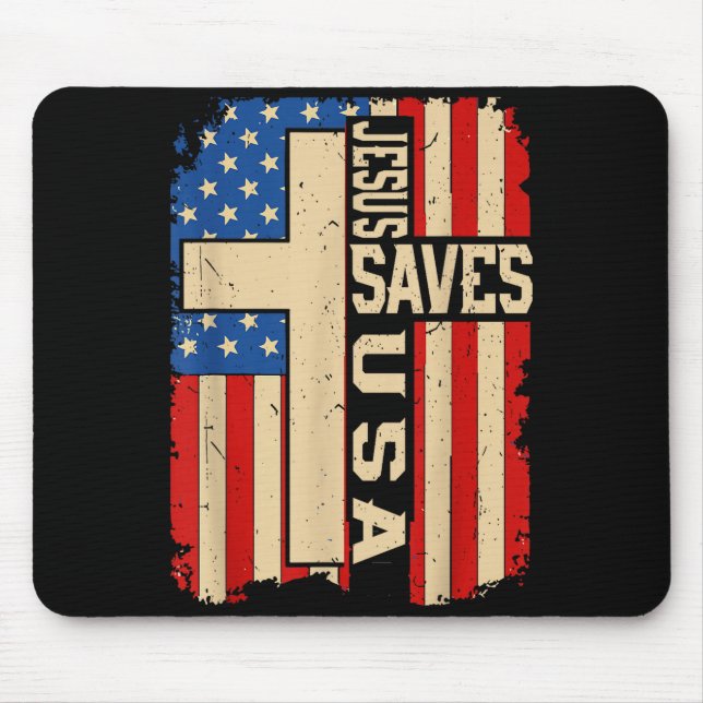 Tapis De Souris Christian Faith Jesus Save Usa Patriotic American  (Devant)
