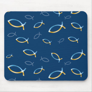 Tapis De Souris Christian Fish Sky & Ground Motif - Mousepad