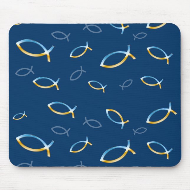 Tapis De Souris Christian Fish Sky & Ground Motif - Mousepad (Devant)