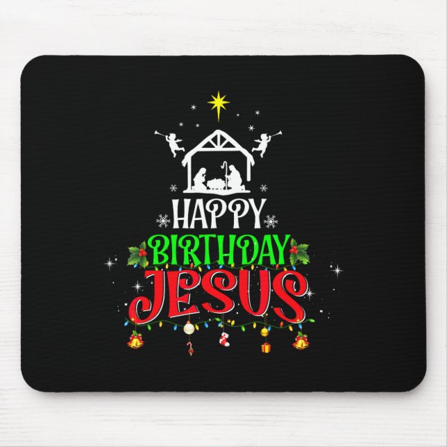Tapis De Souris Christian Tree Christmas Happy Birthday Jesus Wome (Devant)