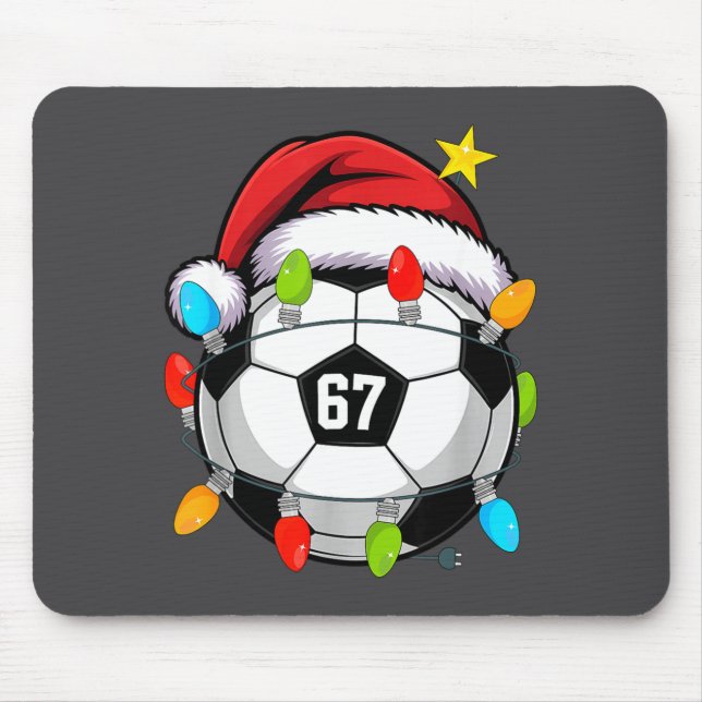 Tapis De Souris Christmas 67 Meme Soccer Ball Santa Hat Funny Xmas (Devant)