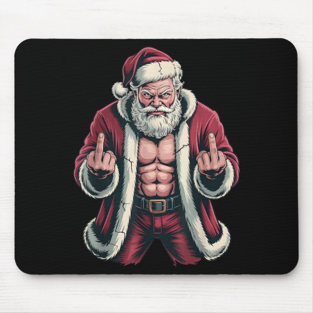 Tapis De Souris Christmas Angry Santa Middle Finger Sarcastic Xmas (Devant)