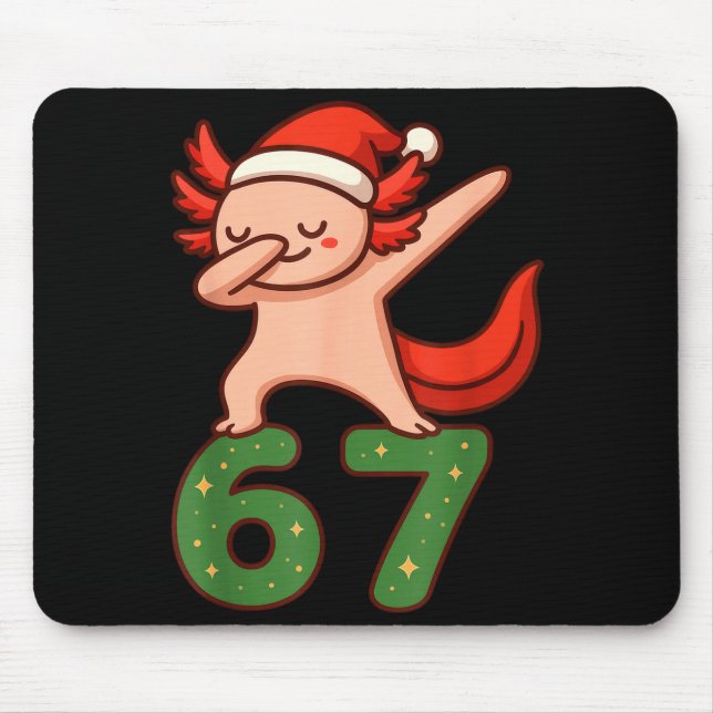 Tapis De Souris Christmas Axolotl Dabbing 67 Meme Six Seven Funny  (Devant)