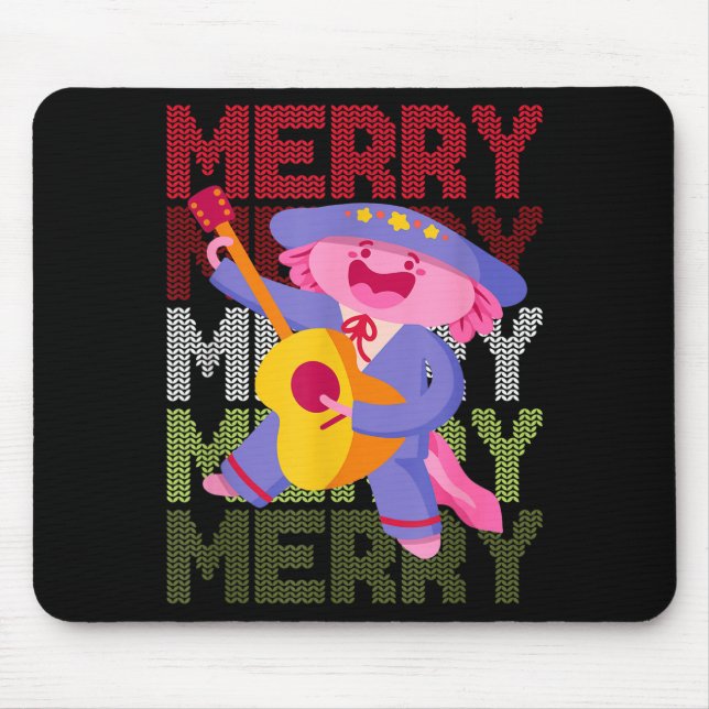 Tapis De Souris Christmas Axolotl Ugly Sweater Funny Christmas Sno (Devant)