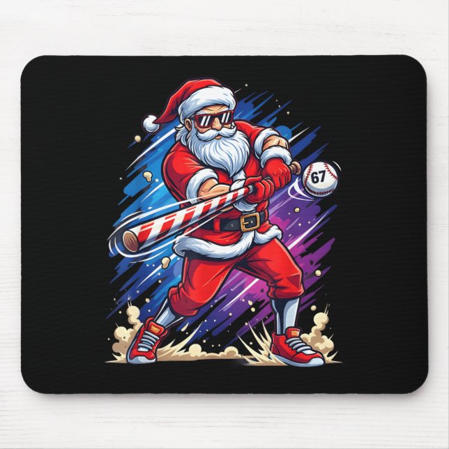Tapis De Souris Christmas Baseball Funny Santa Game Day Xmas Boys  (Devant)