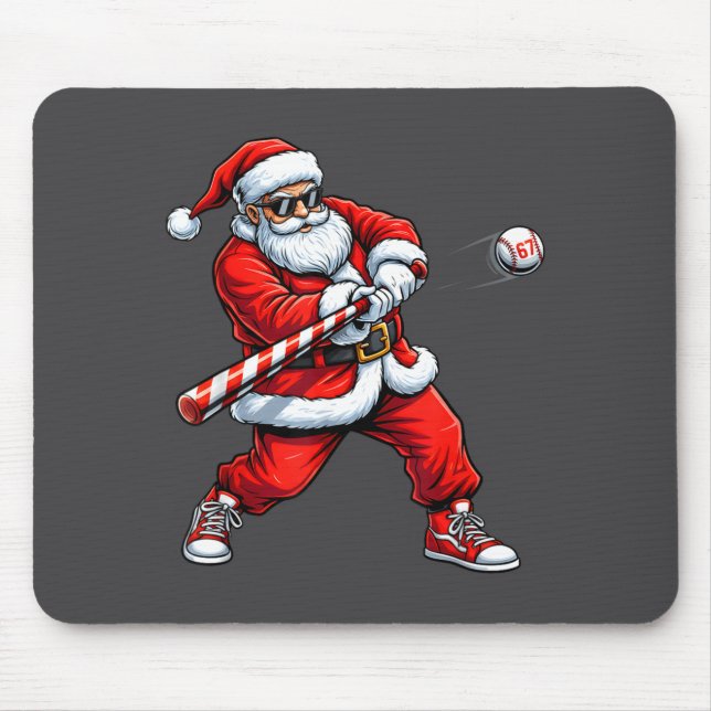 Tapis De Souris Christmas Baseball Player Santa Funny Xmas Boys Me (Devant)