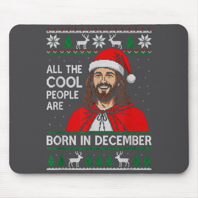Tapis De Souris Christmas Birthday Humor Funny Jesus Born In Decem (Devant)