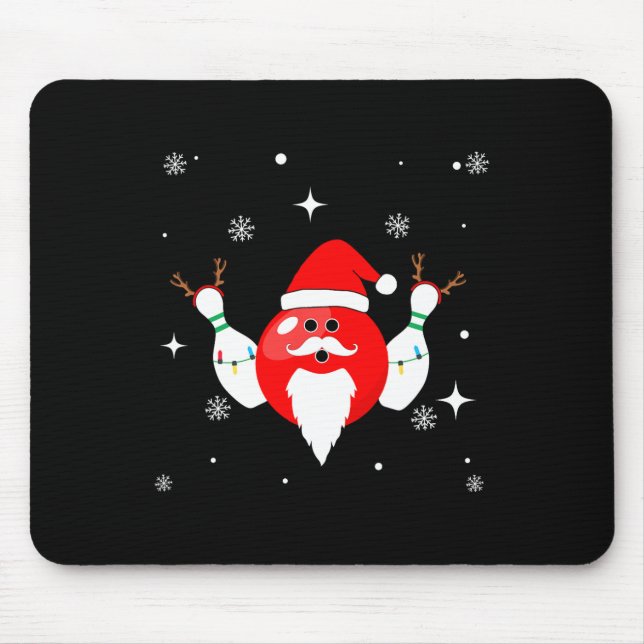 Tapis De Souris Christmas Bowling Père Noël Bowling Équipe Dans Le (Devant)