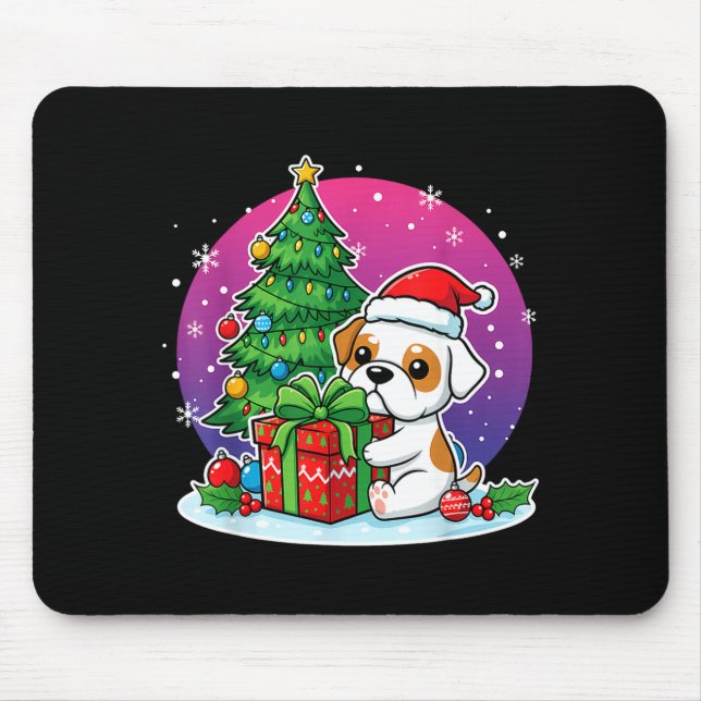 Tapis De Souris Christmas Bulldog Santa Hat Xmas Bulldog Lover Men (Devant)