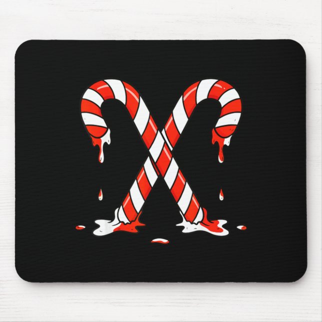 Tapis De Souris Christmas Candy Cane Drip Boys Girls Kids  (Devant)