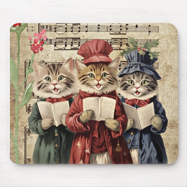 Tapis De Souris Christmas Caroling Cats (Devant)