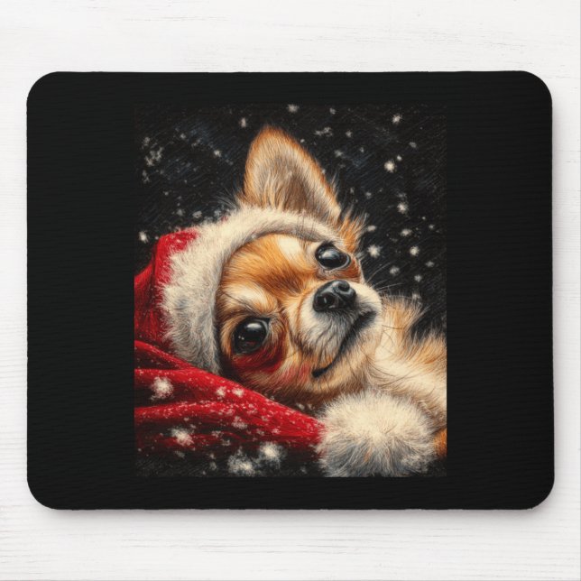 Tapis De Souris Christmas Chihuahua On A Long Sleeve  (Devant)