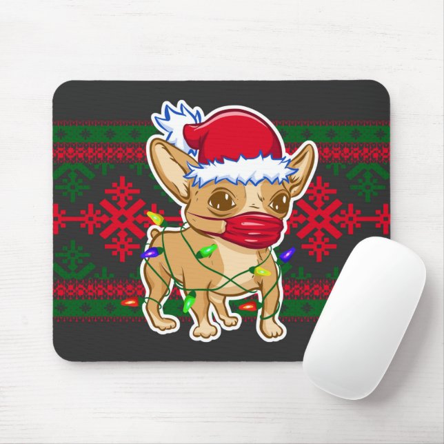 Tapis De Souris Christmas chihuahua wearing a medical mask (Avec souris)