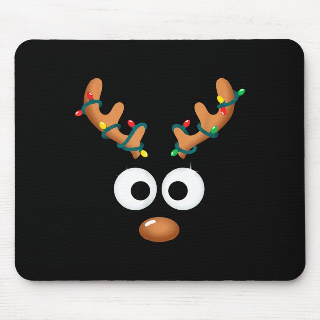 Tapis De Souris Christmas Cute Reindeer Face Antlers Wrapped In Li (Devant)