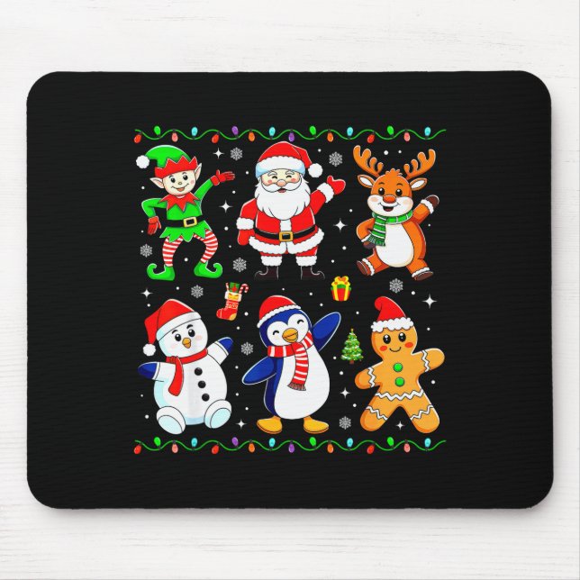 Tapis De Souris Christmas Dabbing Santa Elf Friends Boys Girls Men (Devant)
