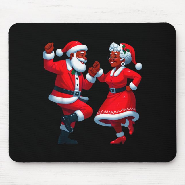 Tapis De Souris Christmas Dancing Black African American Santa Mrs (Devant)