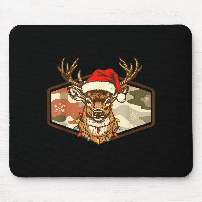 Tapis De Souris Christmas Deer Hunting Old School Camo, Xmas Hunti (Devant)