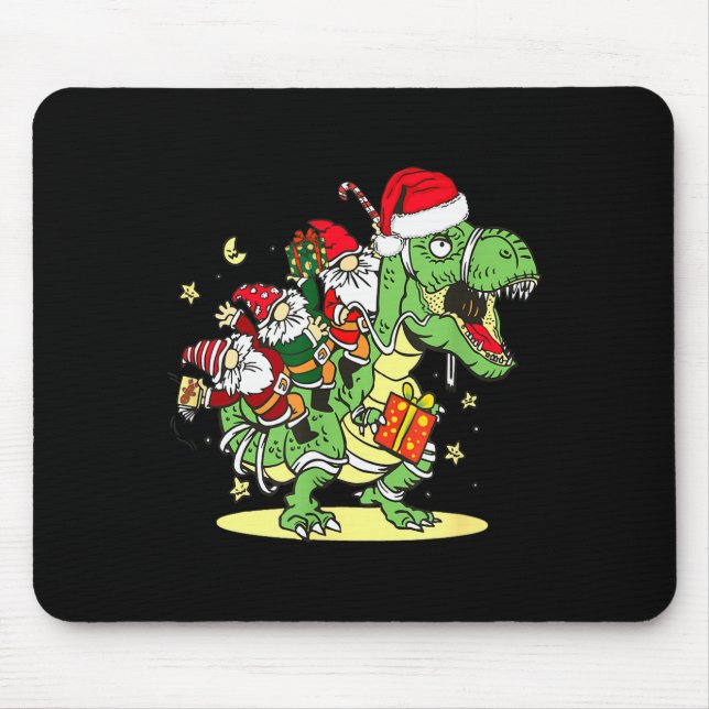 Tapis De Souris Christmas, Dino, Ugly Xmas, Trex Dinosaur, Gnome  (Devant)