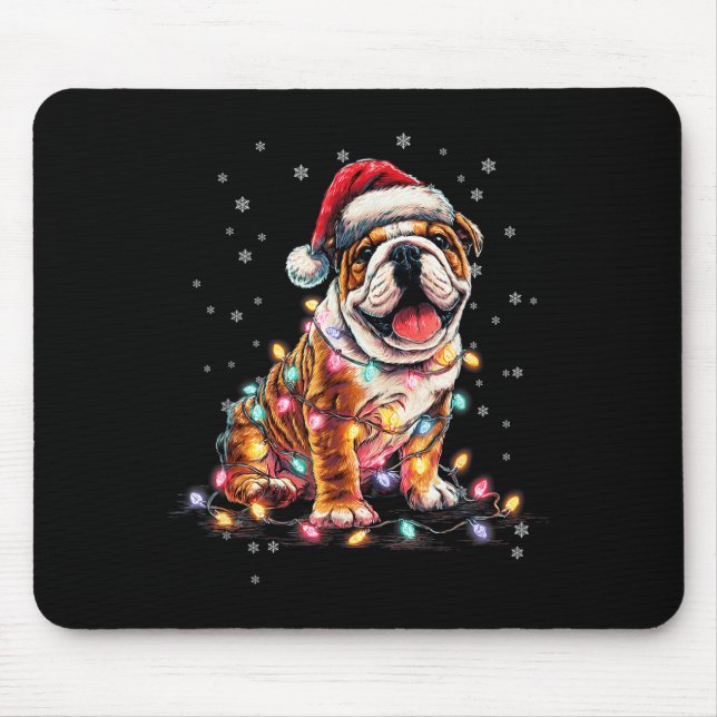 Tapis De Souris Christmas Dog English Bulldog Santa Xmas Women Men (Devant)