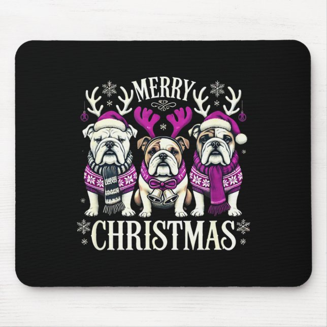 Tapis De Souris Christmas English Bulldog Mom English Bulldog Chri (Devant)