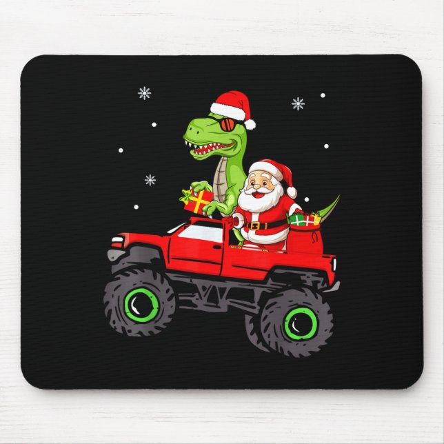 Tapis De Souris Christmas Family Matching Santa Truck Dinosaur Boy (Devant)