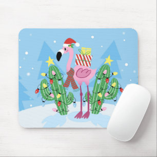Tapis De Souris Christmas Flamingo with Cactus