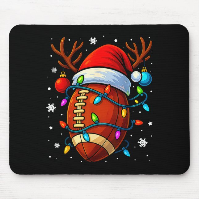 Tapis De Souris Christmas Football Santa Hat Lights Xmas Pajamas M (Devant)