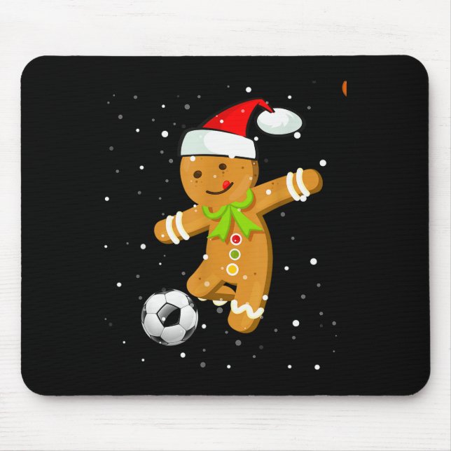 Tapis De Souris Christmas Football Soccer Gingerbread Player  (Devant)
